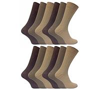 12er Pack Herren 100% Baumwolle Socken | Sock Snob | Atmungsaktive und Weiche Gerippte Schwarz Socken (46-50, Braun)