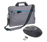 PEDEA Laptoptasche "Fashion" Notebook-Tasche bis 13,3 Zoll (33,8 cm) Umhängetasche mit Schultergurt inkl. Schnurloser Maus, Grau