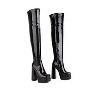13.5CM/ 5.31IN über dem Knie Stiefel Große Größe Dicke Ferse Super High Heel Pole Dance Boots Knie-Hohe Stiefel