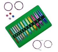 13 Paar austauschbare Rundstricknadel-Set aus Aluminium mit Tasche zum Weben von Garnen, Basteln, 3,0 mm - 10 mm, bunte Sonden