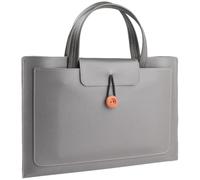 14-15 Zoll Laptoptasche Leder Herren Schmal Laptophülle Leder Dokumententasche für Laptop Arbeit Business Reise Kompatibel mit MacBook Pro 14 inch A2442,14” Lenovo ASUS Chromebook,Grau 2