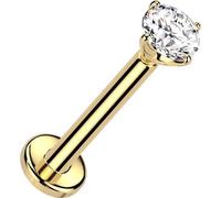 14 Karat Gold Labret Zirkonia Krappenfassung Push-In