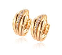 14 Karat Rose Gold 585 Ohrringe mit Labor Diamant, Klassiker Creole