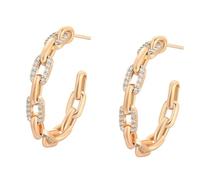 14 Karat Rosegold Au585 Ohrringe mit Lab Diamant, Kette C Form Creole