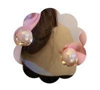 14 Karat vergoldete Süßwasserperlenohrringe, hypoallergene Silberohrringe für Damen, zarte Perlen, klassische Nieten, 8*5*1, Messing, Kein Edelstein