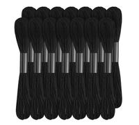 14 Stränge Schwarzer Stickgarn Set, 120 Yards Stickgarn Schwarz Strickgarn Kreuzstich Garn Ideal für Freundschaftsarmbänder und Stickarbeiten