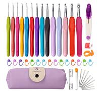 14 Stück Häkelnadel Set, Häkelnadeln Größen 2mm-10mm, Häkelset für Anfänger mit Häkel Zubehör, Häkelnadeln Set mit Ergonomische Soft Gummi Comfort Grip, Häkel Set mit Tragbaren Tasche