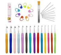 14 Stück Häkelnadeln Set in Voller Größe, 44 Stück Häkelset für Anfänger mit Häkel Zubehör,Ergonomische Häkelnadel Soft Gummi Häckelnadel Häkelhaken Set(2.0mm-10.0mm)