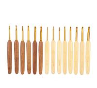 14-teiliges Set Goldkopf-Häkelnadel, Stifttyp, Bambus-karbonisierter Griff, Stricknadel, ergonomische, langlebige Aluminium-Haken für Anfänger, Großmütter, Mütter, Kinder, Basteln