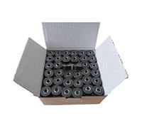 144 Stück vorgewickelte Spulen, Größe A, stärkerer 40S/2 Faden, 34 W für Nähzwecke oder dickere Stickereien, Kunststoffseite, Größe A, Klasse 15, 15J, SA156, schwarz, 100% Polyester, 40S/2, 60 Yards.