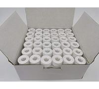 144 vorgewickelte Spulen Größe A für Haushaltsnäh-/Stickmaschinen, kompatibel mit Brother-Stickmaschinen, Kunststoffseite, Größe A, Klasse 15, 15J, SA156, weiße Farbe, 100 % Polyester, 60S/2