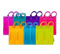 14er-Pack Kofferanhänger | Flexibler Gepäckanhänger für Koffer, Taschen und Gepäck | Adressanhänger | Namensschilder aus PVC | Luggage Tags | Bunte Farben