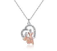 14K Anhänger Halskette für Frauen, Halskette Diamond Heart Gravur Halsketten für Erwachsene