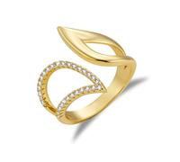 14K Gold Ringe Damen Chunky Breiter Offene Zirkon Verstellbar Ring Knuckle