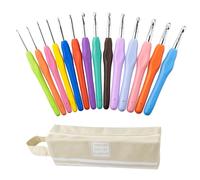 14X Häkelnadel Set Aluminium Crochet Hook mit Bunt Gummigriff
