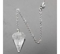 14X22MM Kleine Amethyste Lapis Opal Klarer Kristall Steinkegel Kette Wünschelrute Chakra Hexagon Pendel Mit Kette 1PC-Klarer Kristall