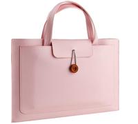 15-16 Zoll Laptoptasche Leder Herren Schmal Laptophülle Leder Dokumententasche für Laptop Arbeit Business Reise Kompatibel mit MacBook Pro 16 inch,Pink