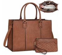 15,6 Zoll Laptoptasche für Frauen, Arbeitstaschen-Set aus Leder mit Clutch, professionelle Bürotasche, wasserbeständige Handtasche, Schultertasche für