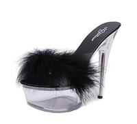 15 cm High Heel Frauen Hochzeitsschuhe Sandalen Nachtclub Sexy Hausschuhe Heels wasserdichte Sandale Pumps Pole Dance Party Dance High Heels Plus Größe Unisex,Schwarz,35 EU