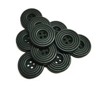 15 edle Holz-Knöpfe 25mm (2,5cm) dunkelgrün rund Rillenmuster Vierlochknöpfe a 2mm je Loch - 4-Loch-Knöpfe mit Rillen zum Annähen nähen aufnähen basteln Bastelknöpfe Jackenknöpfe Mantelknöpfe