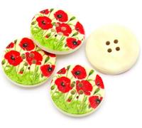 15 edle Holzknöpfe Blumenmotiv 30mm rund natur 4-Loch rund Knopf Knöpfe Holzknopf zum annähen basteln nähen scrapbooking Jackenknöpfe Blusenknöpfe Bastelknöpfe
