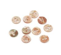 15 edle, kleine Muschel-Knöpfe 7mm (0,70cm) Korallenrot rund Zweilochknöpfe a 1,4mm je Loch - 2-Loch-Knöpfe Abalone Paua-Muschel Knopf zum Annähen nähen aufnähen basteln Bastelknöpfe