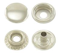 15 mm silberne Messing Ringfeder Druckknöpfe zum nieten (25 Stück) - Rostfreie Snaps für Bekleidung, Taschen, Leder & DIY Handwerk, Nähzubehör