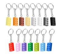 15 PCS Schlüsselanhänger Bausteine Bunt Kunststoff Keychain Farben Ziegelstein Anhänger Set für Lego Schlüsselanhänger Taschenanhänger Dekoration Geburtstagsgeschenke
