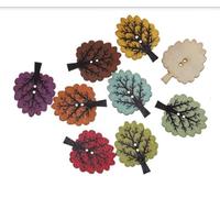 15 Premium-Holzknöpfe Baumform 32mm - 2-Loch bunt, im zufälligen farblichen Mix - Knöpfe zum basteln - annähen- nähen Zweilochknöpfe