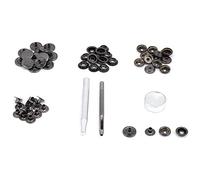 15 Satz Druckknopf Kit Werkzeug Druckknopf Verschluss Snap on Set Kleidung Befestigungswerkzeug für Stoff, Lederhandwerk(Schwarz)