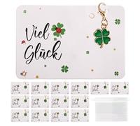 15 Set Glücksbringer Schlüsselanhänger,Silvester Schlüsselanhänger,Viel Glück Geschenke Prüfung,Geschenk Vierblättriger Klee Glücksgeschenk für Danke,Weihnachten,Silvester,Abschied,Feiertagsgeschenke