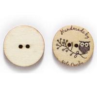 Handarbeit-Lieblingsladen 15 Stück edle Holzknöpfe 25mm Eulenmotiv runde 2-Loch-Knöpfe zum annähen nähen basteln Vintage Bastelknöpfe Scrapbooking Jackenknöpfe