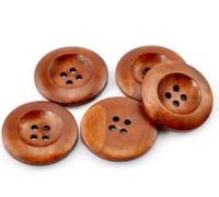 15 Stück edle Holzknöpfe 25mm rund 4 Löcher Knopf braun lasiert Knopf 4-Loch-Knöpfe Mantelknöpfe Jackenknöpfe Knöpfe zum Basteln Nähen Annähen Aufnähen