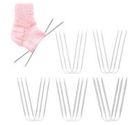 15 Stück Rundstricknadeln, 23 cm Edelstahl Rundstricknadeln Set, 2mm/2.5mm/3mm/3.5mm/4mm Metall Stricknadel Doppelkopf für Socken Handschuhe Ärmeln Mützen
