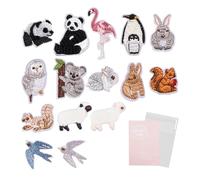 15 Stück Tier-Aufnäher, Aufbügelflicken für Kinder, Aufbügelflicken für Kleidung, niedliche bestickte Aufbügelflicken, Tier-Reparaturflicken, geeignet für Hosen, Hemden, Kleider