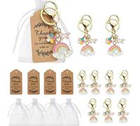 15 Stücke/1 Stück Rosa Regenbogen Pony Schlüsselanhänger Geschenkset, enthält 5 Schlüsselanhänger, 5 Organza Geschenktüten und 5 Grußkarten, geeignet