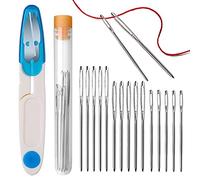 15 Stücke Sticknadeln Nähnadeln Set, 3 Größen Große Augen Nadeln Stumpfe Nadel, Sticknadeln Ohne Spitze Kommt mit kleinen Röhrchen und Einer Schere für Hand Nähen Handwerk