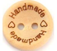 150 Holzknöpfe natur handemade mit Herz 15mm, rund, 2-Loch Knopf Knöpfe