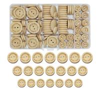 150 Stück Bastel-Nähknöpfe, 2 Löcher, mit Liebe handgefertigt, runde Holzknöpfe für Scrapbooking und Nähen, DIY-Basteln, 15 mm, 20 mm, 25