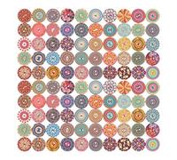 150 Stück Bemalte Holzknöpfe Weihnachtsknöpfe Nähen Knöpfe 2 Löcher Mandala-holz-taste Knöpfe Mit Floralen Mustern Dekorative Knöpfe Kinder Nähen Knöpfe Karikatur Hölzern Suite