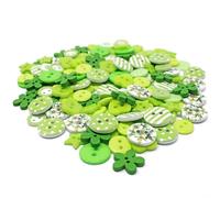 150 Stück gemischte Holzknöpfe aus Acryl und Harz für Kartengestaltung, Verzierungen - 15 Farbpackungen (grün/weiß)