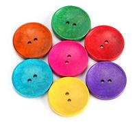 150 Stück große Holzknöpfe, 3 cm, bunte gemischte Holzknöpfe mit 2 Löchern, runde dekorative Knöpfe für DIY Handwerk, Kleidung, Zubehör, Nähknöpfe, Dekoration