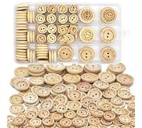 150 Stück handgefertigte Holzknöpfe zum Nähen, rund, 2 Löcher, Knöpfe zum Nähen von Kleidung, Zubehör, Bastelprojekten, Dekorationen (15 mm/20 mm/25 mm)