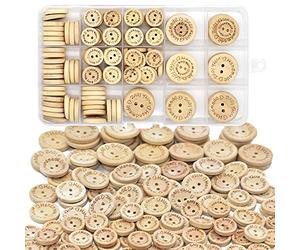 150 Stück handgefertigte Holzknöpfe zum Nähen, rund, 2 Löcher, Knöpfe zum Nähen von Kleidung, Zubehör, Bastelprojekten, Dekorationen (15 mm/20 mm/25 mm)