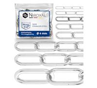 150cm = 1,5 Meter 4mm starke rostfreie Edelstahlkette Meterware V4A Edelstahl Kette Metall langgliedrig am Stück A4 Ankerkette DIN5685 Gliederkette DIN763 Stahlkette Absperrkette 1,5m