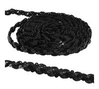 15M Elastisches Paillettenband Bunt, 15MM Bunte Paillette Trim, Paillettenband Besatz Aus Stoff, Stretch Schwarz für Nähen, Schmuck Machen, Basteln, Kleid Dekorieren (Schwarz)