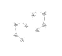 (16 1 Paar Silber) Gold silberfarbene Schmetterlingsohrringe aus Metall ohne Piercings für Damen funkelnd