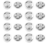 16 Metall Blazer Knöpfe mit Schaft für Jacke,Silberne Vintage Uniform Hosen Ersatz Knopf,Metall für Damen Herren DIY Uniform Anzüge Mäntel 18mm 20mm Runder Geformter Nähender