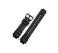 16 mm Silikon-Uhrenarmband passend for Casio G-Shock AW-591/590/5230/282B AWG-M100/101 G-7700/7710 Armband, weiches, wasserdichtes Gummi, Schwarz(Black buckle)