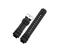 16 mm Silikon-Uhrenarmband passend for Casio G-Shock AW-591/590/5230/282B AWG-M100/101 G-7700/7710 Armband, weiches, wasserdichtes Gummi, Schwarz(Silver buckle)